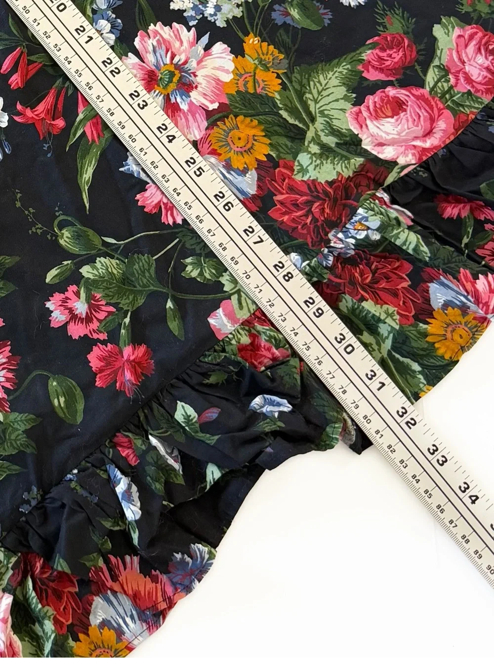 Ralph Lauren Isadora Black Floral Ruffled Euro Sham